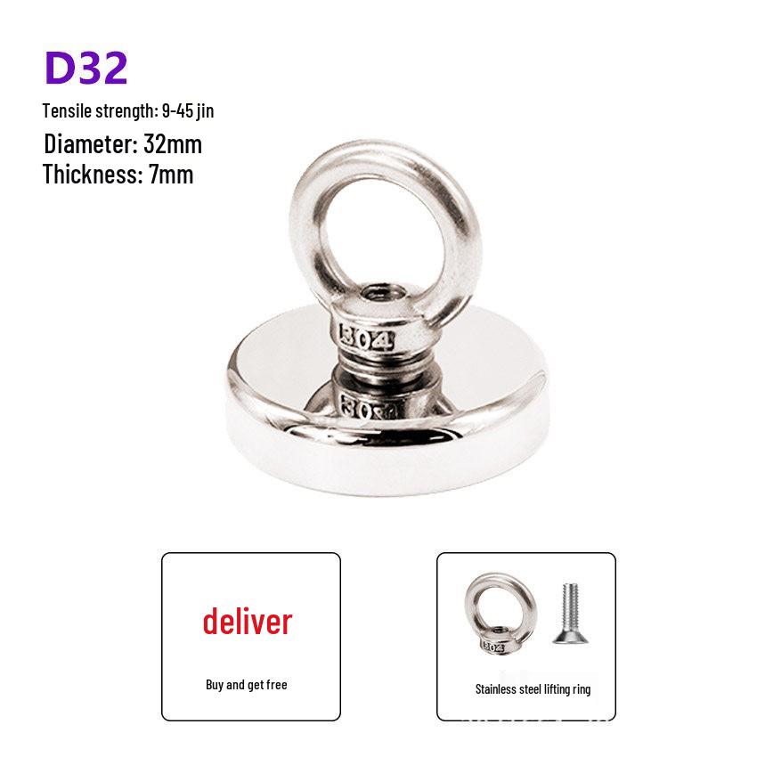Strong Magnetic Dredging Pot Magnet with Stainless Steel Lifting Ring for Outdoor Fixing