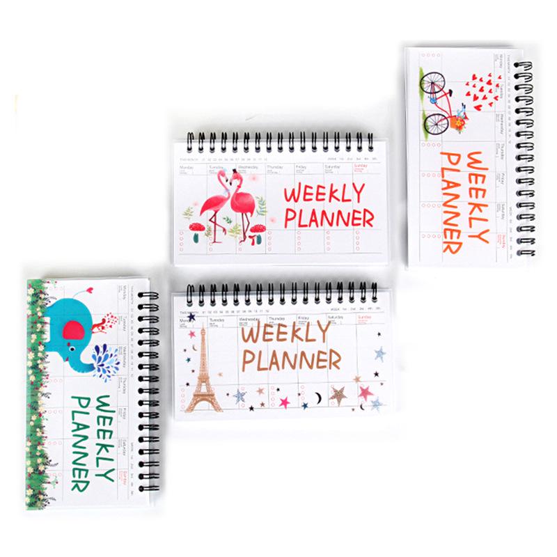 Korean Cartoon Spiral Weekly Planner Notepad - Portable Student Notebook with 4 Designs