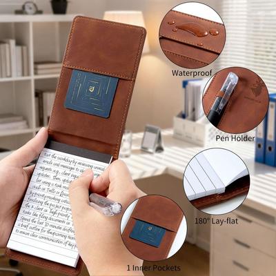 New A7 Pocket Notebook Leather Cover Portbale Planner Book Horizontal Line Memo Pad Business