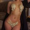 N-74  Women Sexy Crystal Body Jewelry Shiny Diamond Tops and Bottoms Bra Underwear Luxury Flower Suit Body Chain