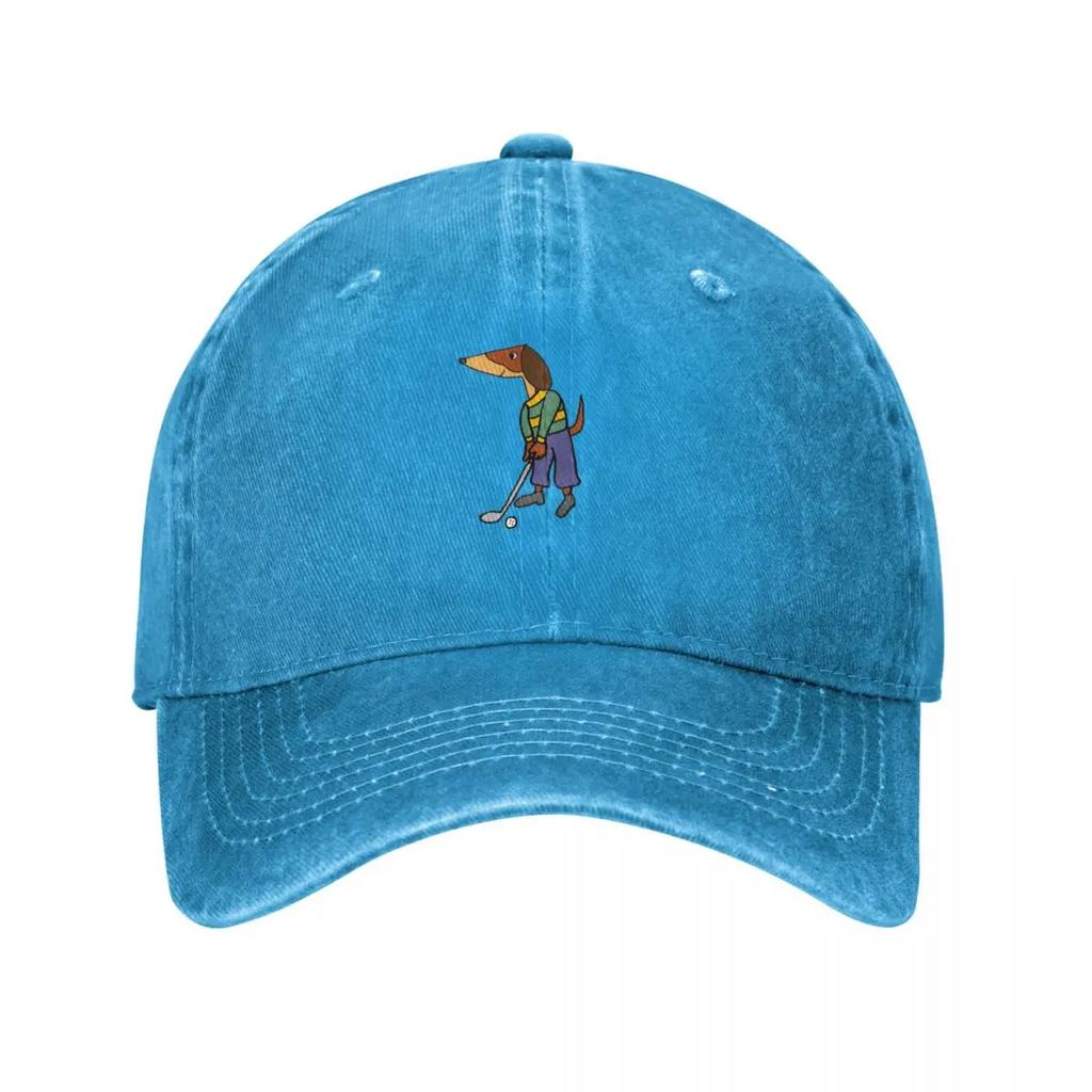 Cool Dachshund Dog Playing Golf Cartoon Baseball Cap Icon Unisexs Big Size Hat Tactical Cap Birthday Sun Hats For Women Unisexs