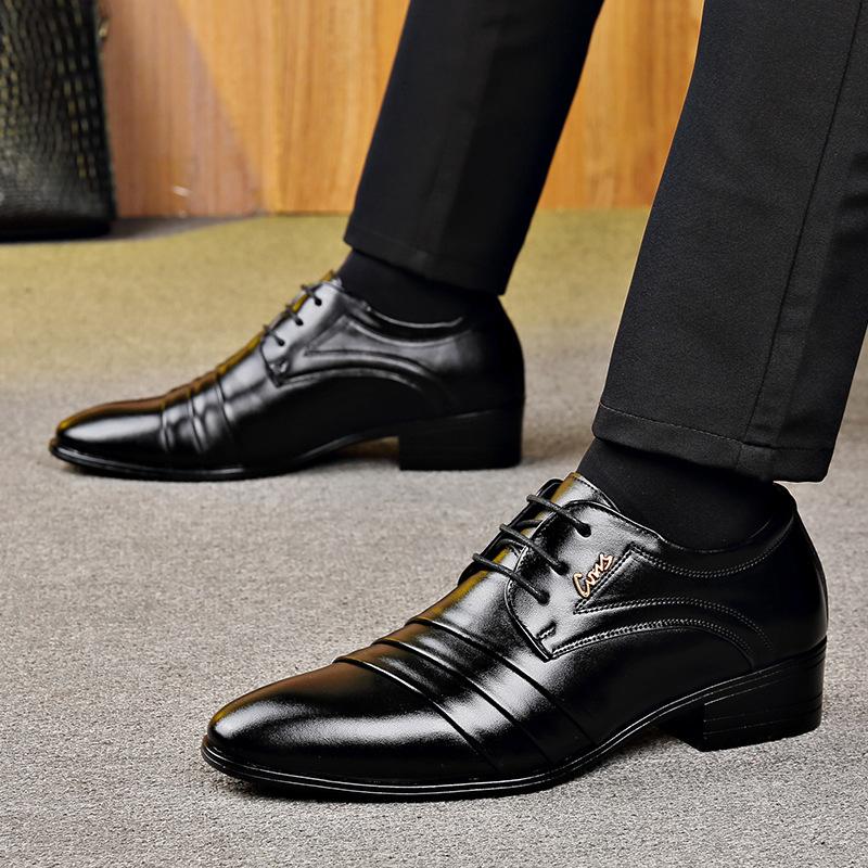 South East Asia Men's High-end Leather Shoes Men's Business Dress Casual Leather Shoes Lace-up British Groom Wedding