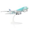 QIYUMOKE A380 ANA Green Turtle Design Metal Diecast Aircraft Airbus A380 Model Airplane with Display Perfect for Aircraft Gifts or Alloy Airplane