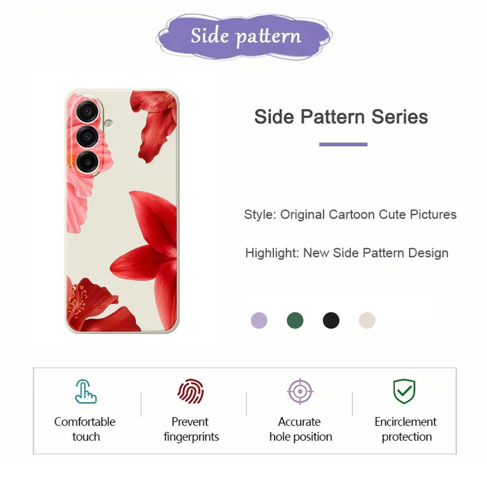 For Samsung Galaxy A17 5G Case Red Flower Pattern Printing Straight Edge TPU Phone Back Cover