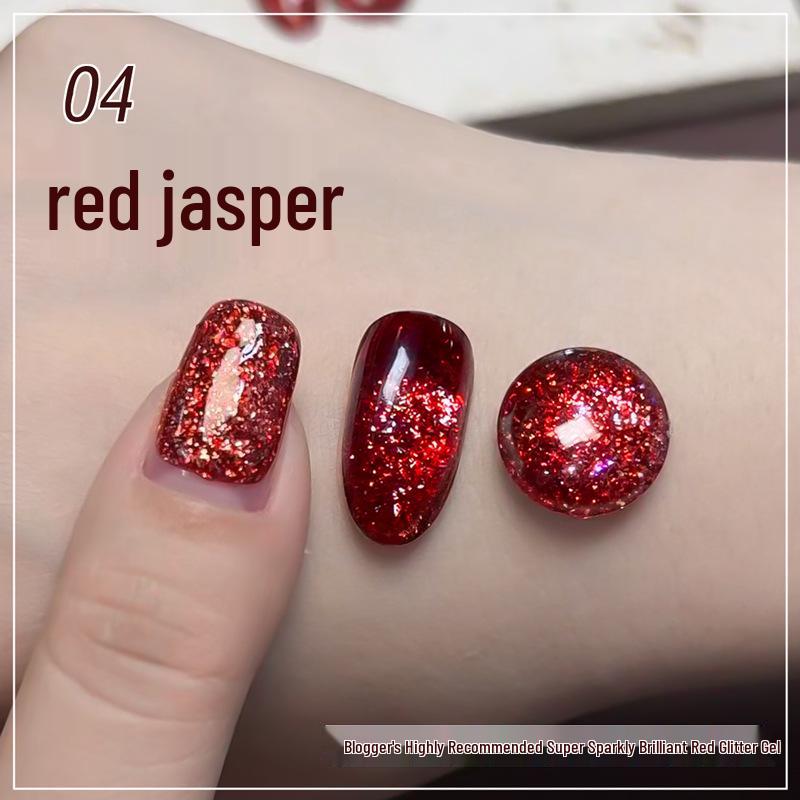 Super Flash Dark Night Rose Red Diamond Gel: Versatile Red Glitter Nail Art for Autumn/Winter