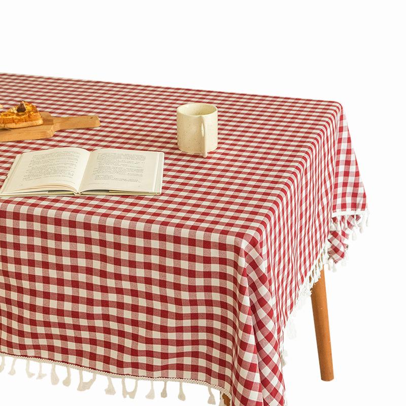 Dining Table Coffee Table Tablecloth Jacquard Cotton And Linen Lattice Fringed Lace Rectangular Pastoral Tablecloth
