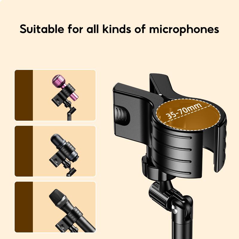 Oatsbasf Adjustable Microphone Stand Desktop with 360° Rotatable Clip Mic Stand Portable Mic Holder Hair Dryer Stand with Base