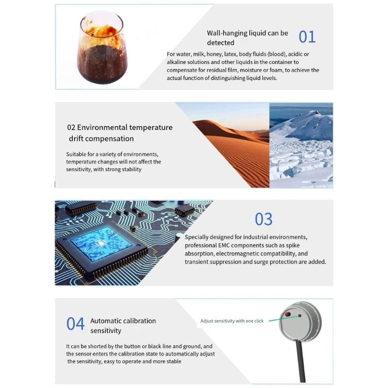 Non-Contact Water/Liquid Level Sensor  for Industrial Production, Aquarium, Agriculture, Gardening,DC12V 24V AC110-220V