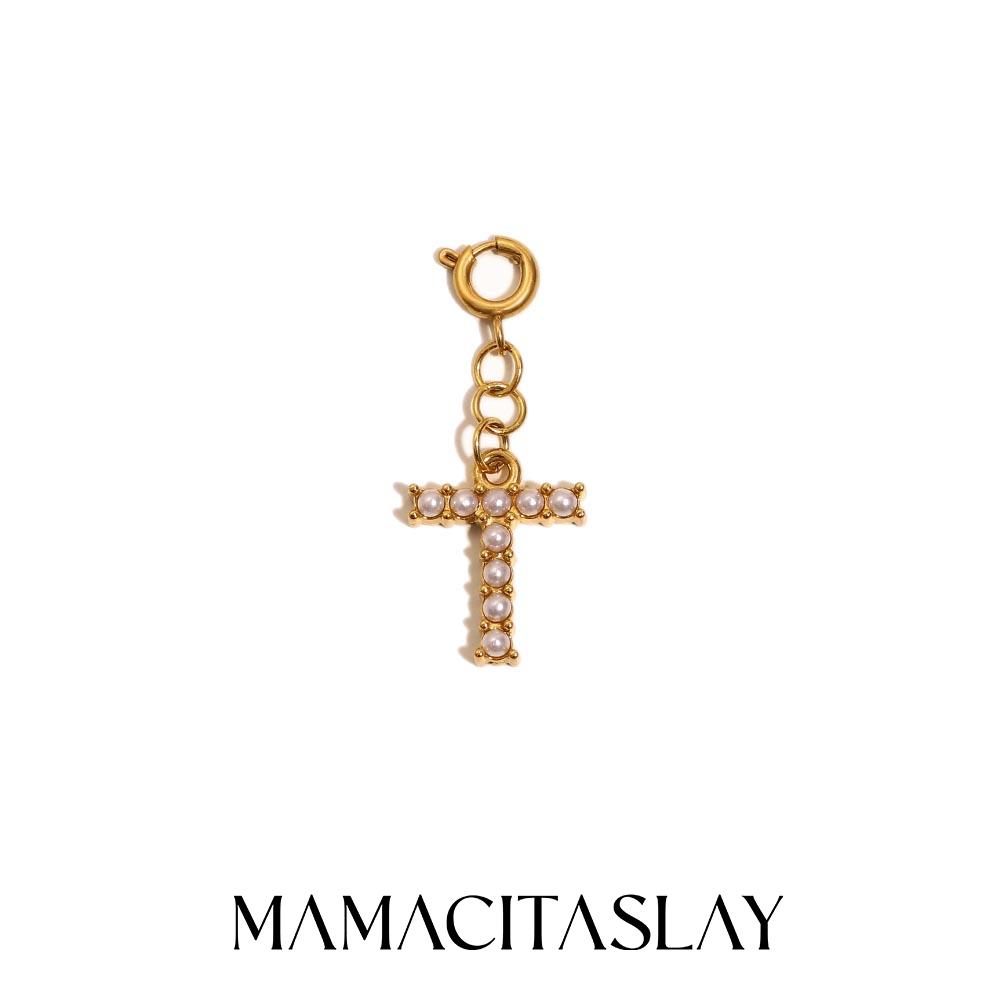 

MamacitaSlay 316L Stainless Steel Pearl 26 Letter Pendant Bikini Charms Jewelry DIY Waterproof Pendant Women s Creative Jewelry