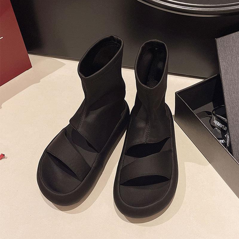 Korean thick-soled high-top Roman sandals women's spring and summer new niche design open-toe cool boots