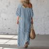 Womens Summer Maxi Dress Boho Off Shoulder Short Sleeve Flowy with Pockets Casual Beach Sun Dress for Holiday Party Daily Wear