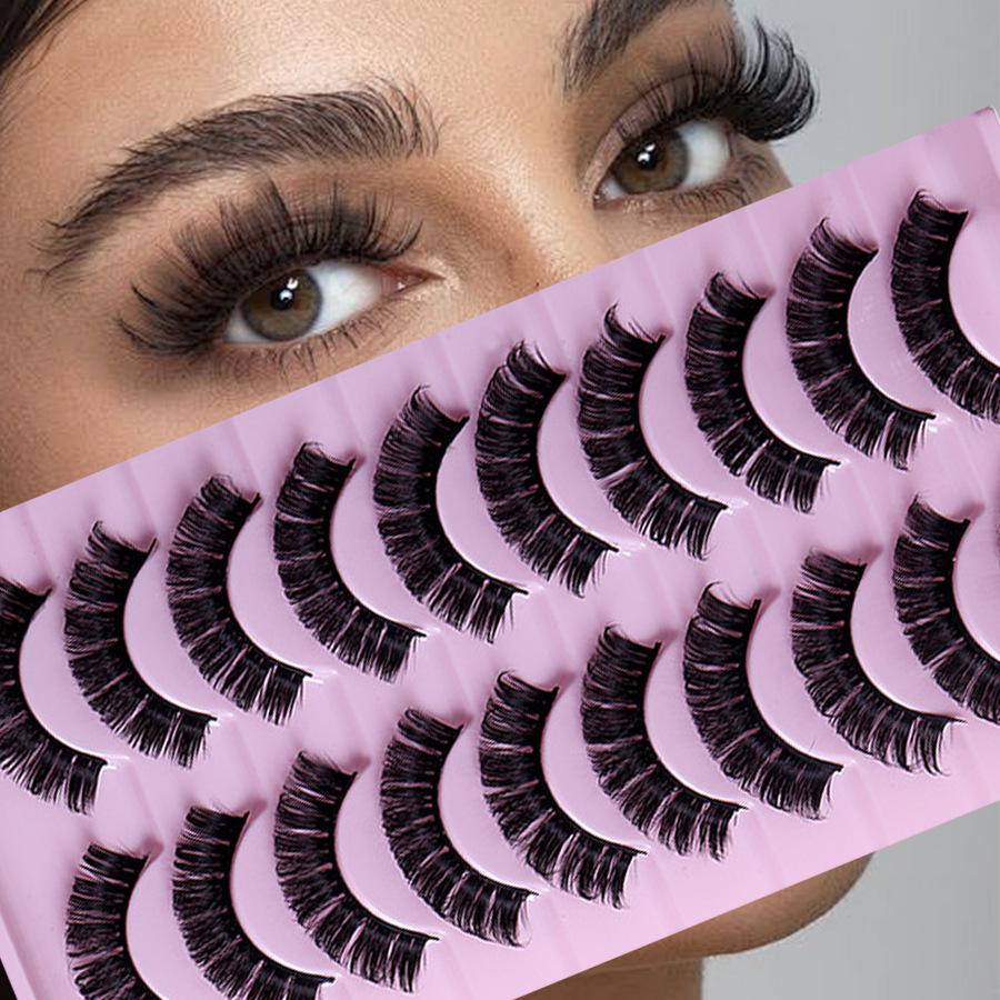 

10 Pairs Russian Curl Faux Mink Eyelashes: Multi-Layered, Thick, Natural Style