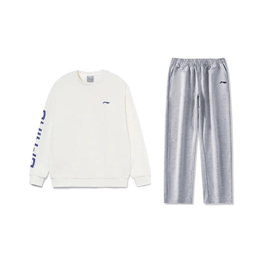 

Li Ning Модный дышащий свободный удобный пуловер с круглым вырезом Свитшот Повседневный спортивный костюм Унисекс свитшот YWDV385-1+AKLU881-2 S