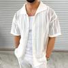 Summer Lightweight Knit Shirt for Men with Collar and Short Sleeves