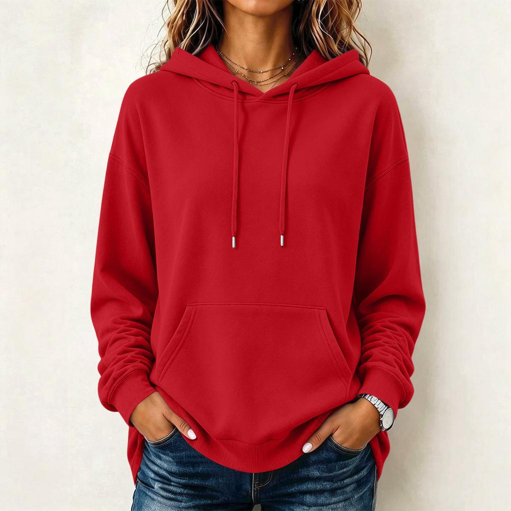 Women's Fashion Long Sleeve Hoodie Pullover Color Casual Top for Daily Wear