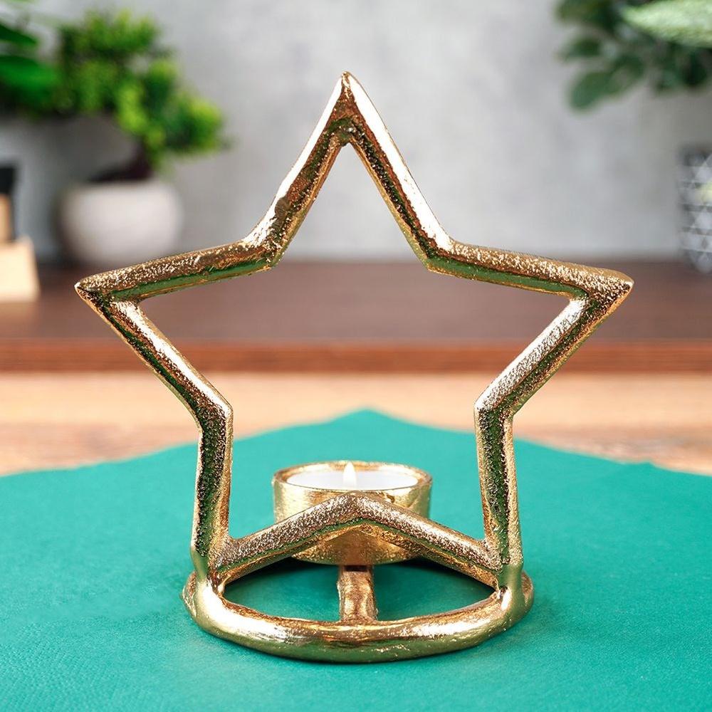Ster Kaarsenhouder Metaal Goud Kerst Theelicht Kaarsenstandaard