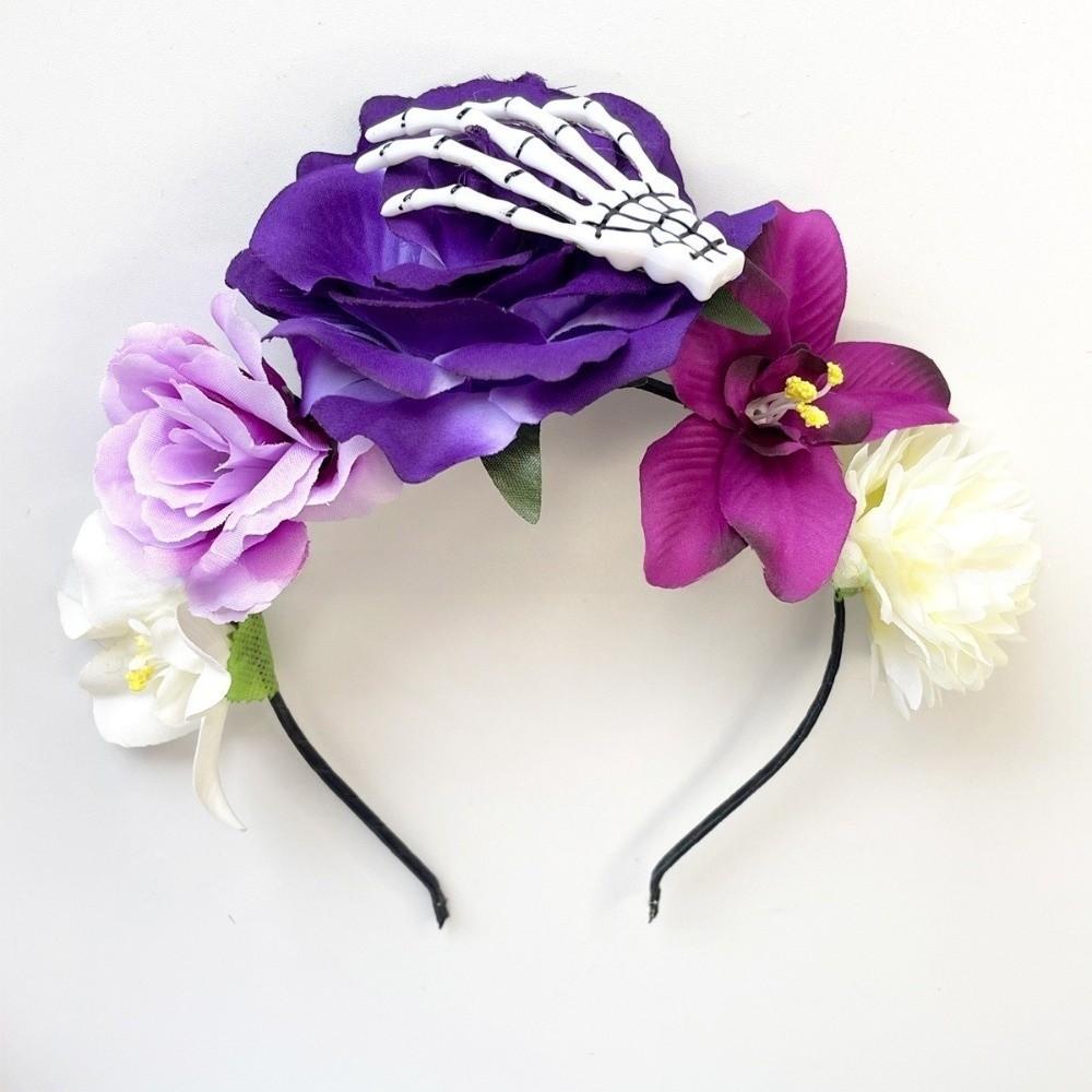 Czaszka Halloweenowa Opaska na Głowę Duch Pazur Kwiatowa Obręcz do Włosów Fajny Różany Wianek Dziewczynka