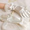 Wedding Gloves for Women Sweet Adorable Cute Vintage Transparent Mesh Bow Pearl Short Lace Gloves Accessories Birthday Gift