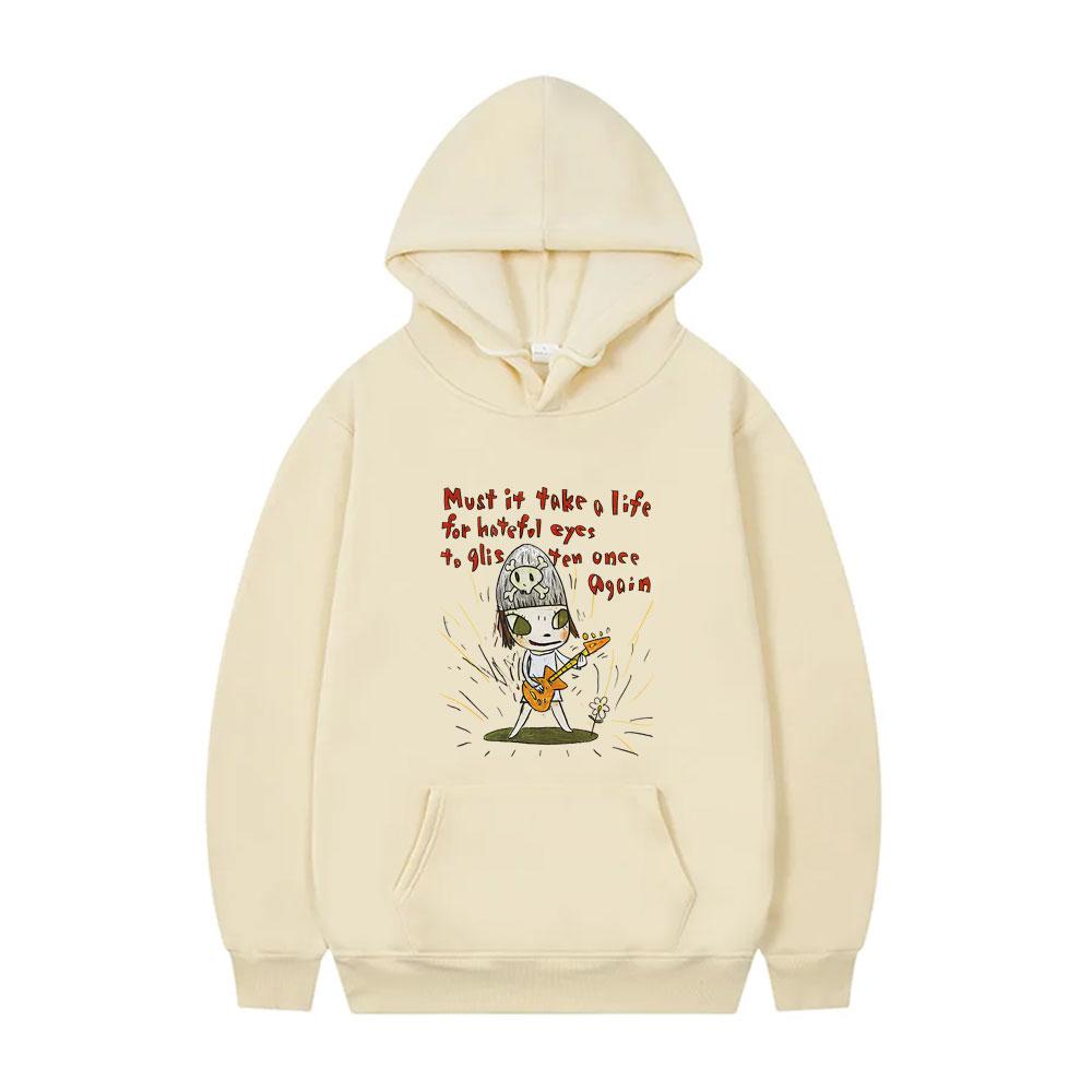 Yoshitomo Nara Must It Take A Life for Hateful Eyes To Glisten Once Again Hoodie Men Women Casual Tracksuit Hoodies