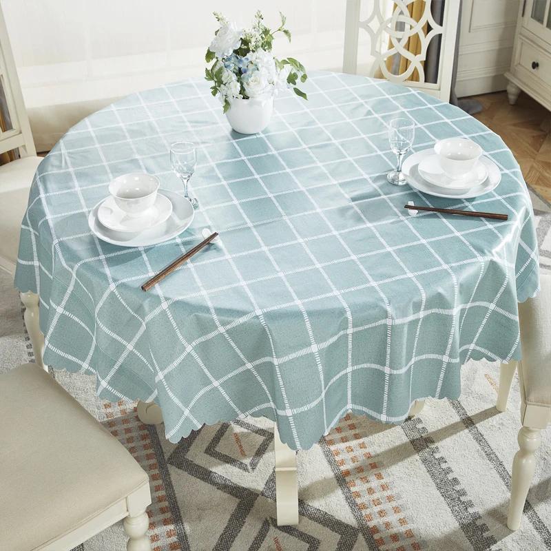 Proud Rose Waterproof Round Table Cloth PVC Oil-proof Table Cover European Household Round Plastic Dining Tablecloth Table Cover