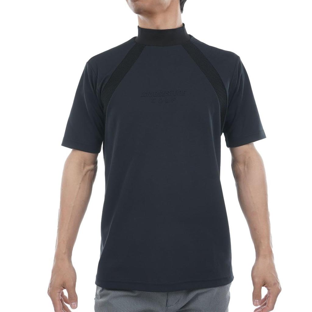 Bridgestone Golf Retro Short Sleeve Mock Neck Shirt EGM11A Men's Black
