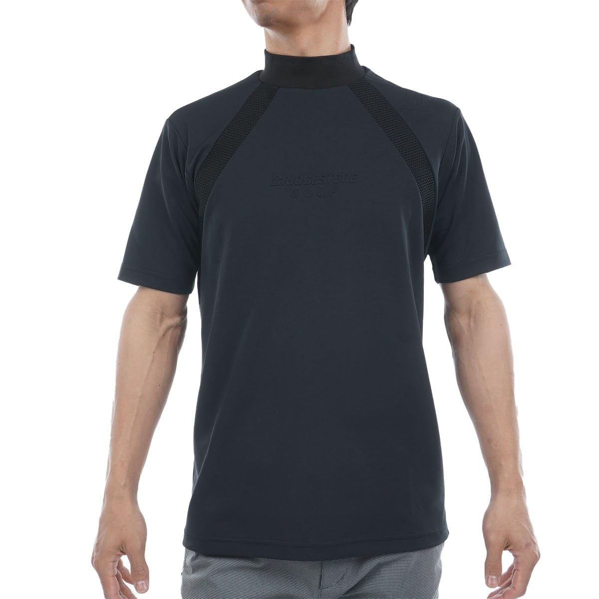 

Bridgestone Golf Retro Short Sleeve Mock Neck Shirt EGM11A Men s Black