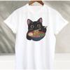 Ramen Cat TShirt Kawaii Anime Cat Japanese Foodies Graphic Tee Unisex Cotton Cute Cat Lover Shirt Harajuku Streetwear Y2K Top