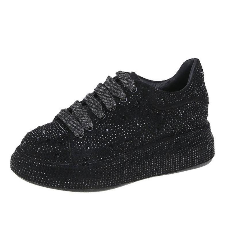 Fashion Autumn Spring Women Platform Shoes Rhinestones Thick-soled White Silver Shoes Shining Crystal Sneakers Trend Casual Sneakers