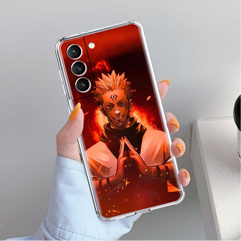 Niedliche Jujutsu Kaisen Anime Klare Hülle für Samsung Galaxy S22 S20 FE S21 S10 S9 Plus Note 20 Ultra 10 Lite Transparente Handyhülle