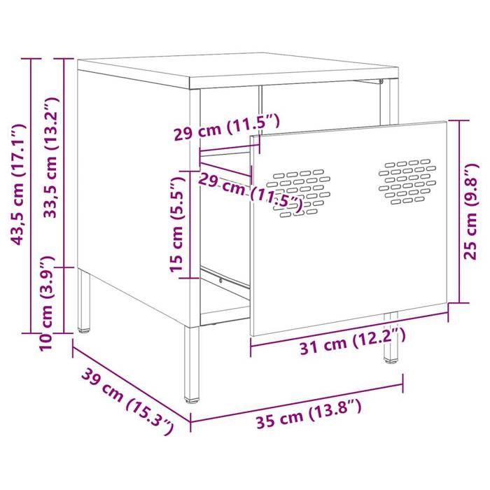 VidaXL Bedside Tables 2 Pcs White 35x39x43.5 Cm Steel, Cabinet, Side Cabinet, Phone Stand, Bedside Table 851255