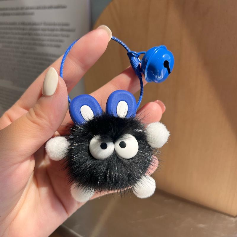 Cute Mink Hair Small Briquettes Car Keychain Pendant Ugly Things Ins Internet Celebrity Hair Pom-pom Book Bag Pendant
