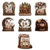Living Room Wall Art Halloween Ghost Family Wooden Plaque, Pumpkin Couple Tabletop Sign, Indoor Hanging Signs Farmhouse Home Ornament for Tiered Tray