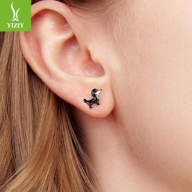 Cute Pet Dog Stud Earrings Cute Pet Animal S925 Sterling Silver Puppy Stud Earrings