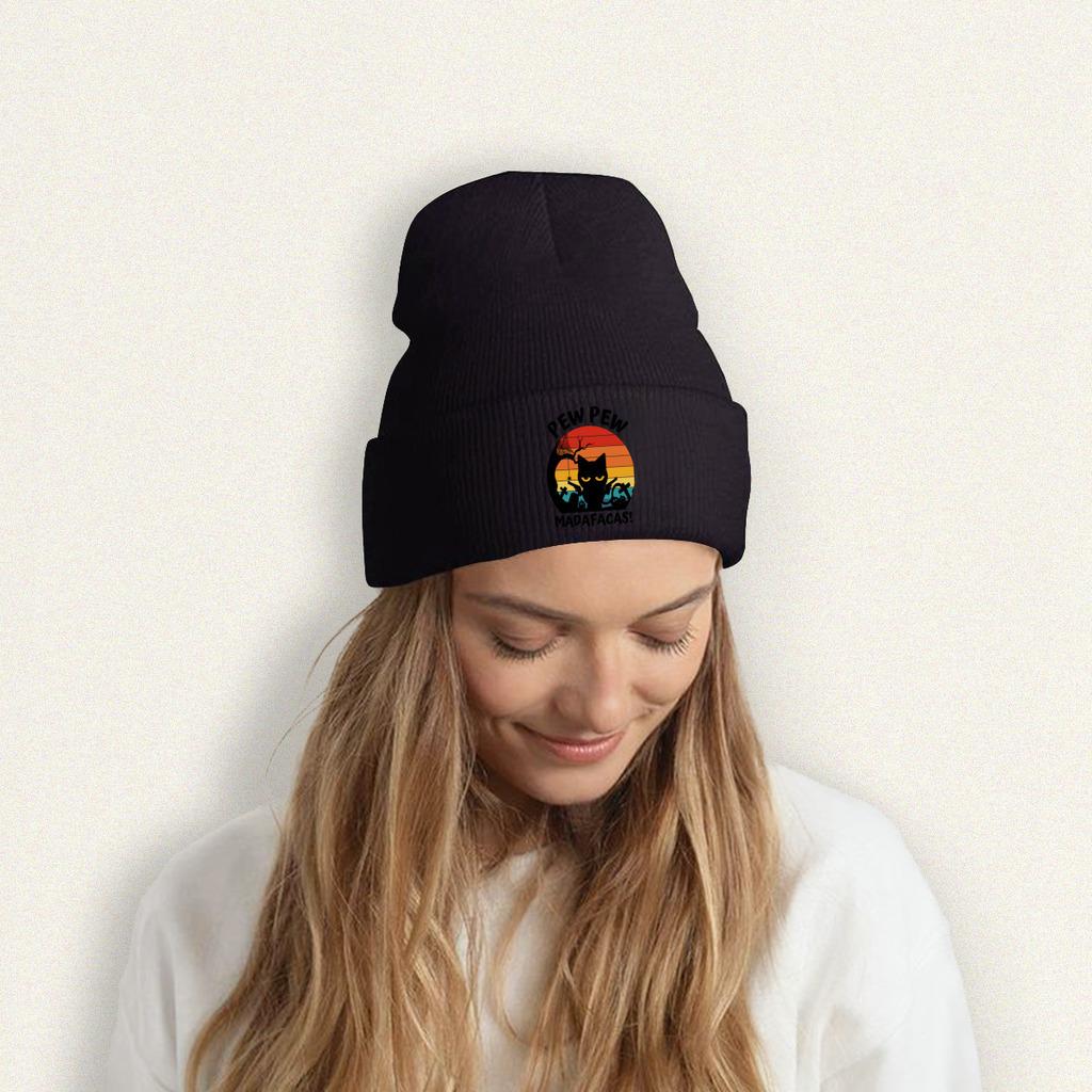 Pew Pew Madafakas tricot chapeau bonnet automne hiver chapeaux chaud hip-hop chat avec des armes à feu casquette unisexe femmes cadeau
