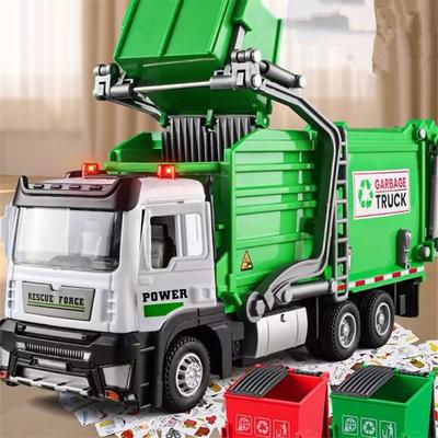 1/32 Miejski Śmieciarka Samochód Model Metalowy Sortowanie Śmieci Pojazdy Sanitarne Model Samochodu Dźwięk Światło Zabawki dla Dzieci Prezent