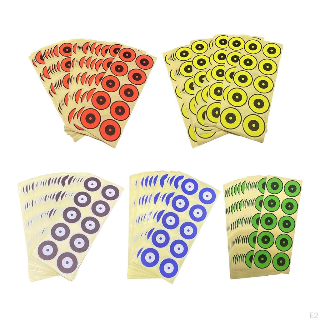 250 Pcs/25 Sheets Reactive Paper Target Stickers High Visibility Colored Marks