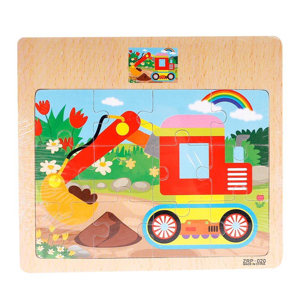 Wooden Puzzle Toy Children Cartoon  Traffic Learning Puzzle Toys