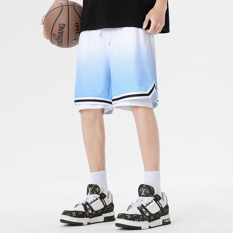 Gradient Fake Two-piece Shorts Men's Casual Shorts Sports Shorts Basketball Shorts