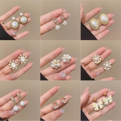 S925 Silver Needle Retro French Pearl Earrings Femininity High-end Niche Earrings Korean Popular Earrings