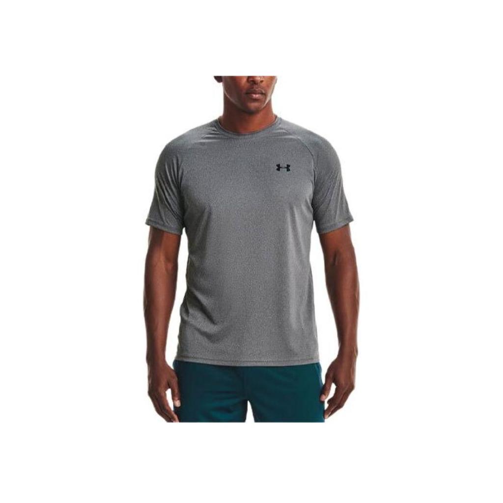 Under Armour Velocity Solid Logo Rundhals Kurzarm T-Shirt Herren Tops Dunkelgrau 1327965-012