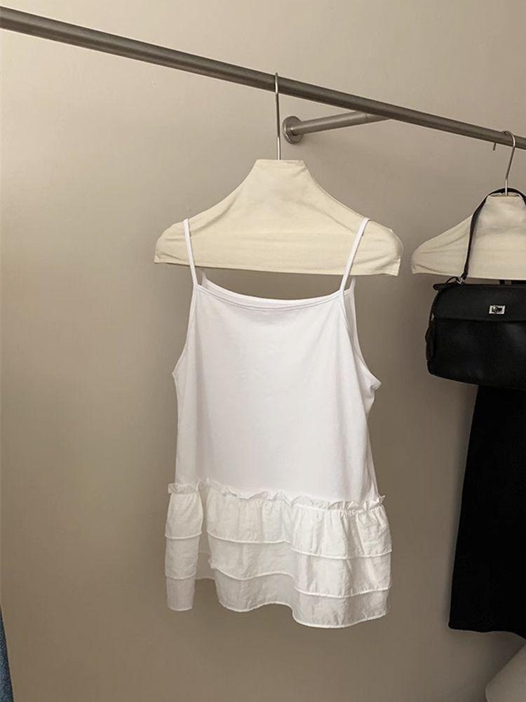 

Элегантная белая кружевная майка в балетном стиле для женщин - Летний облегающий топ для многослойности Small белый