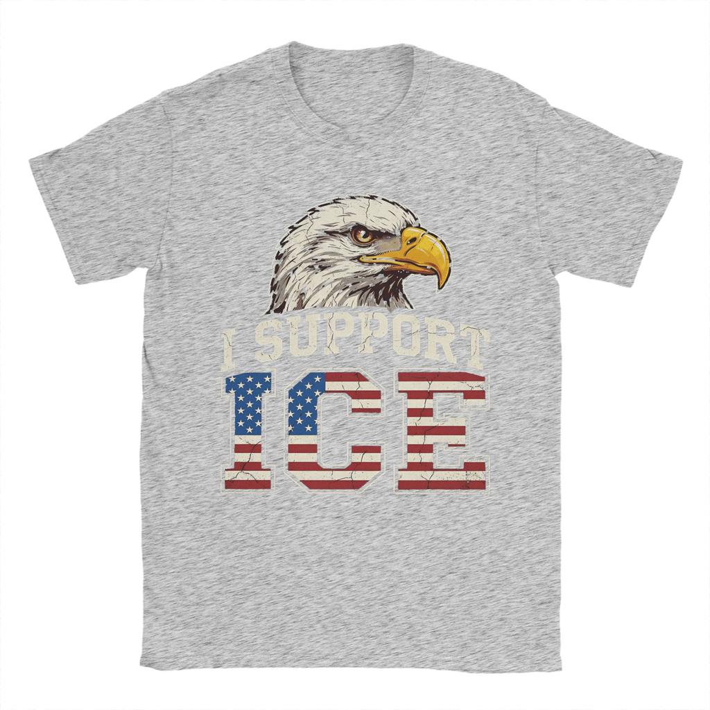 Vintage Support ICE Vintage Distressed American Eagle TShirts Unisex Cotton T Shirts Short Sleeve Tee Shirt Graphic Printed Tops
