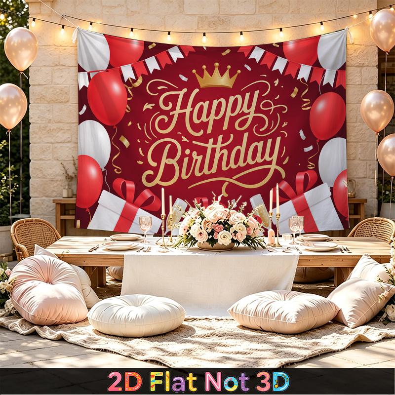 Party Backdrop Happy Birthday Birthday Red Photo Booth Background Front Door Decor
