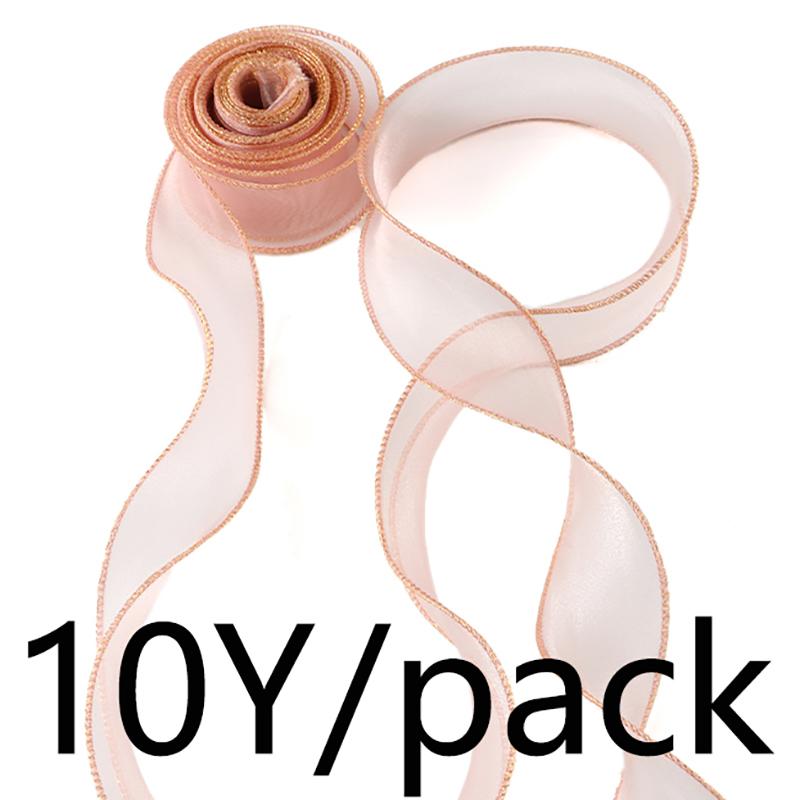 (10 Yards/Packung) 4cm Goldrand Wellenförmiges Garn Geschenkbox Bouquet Verpackungsmaterial Schleife Haaraccessoires Handgemacht DIY Dekoratives Spitze