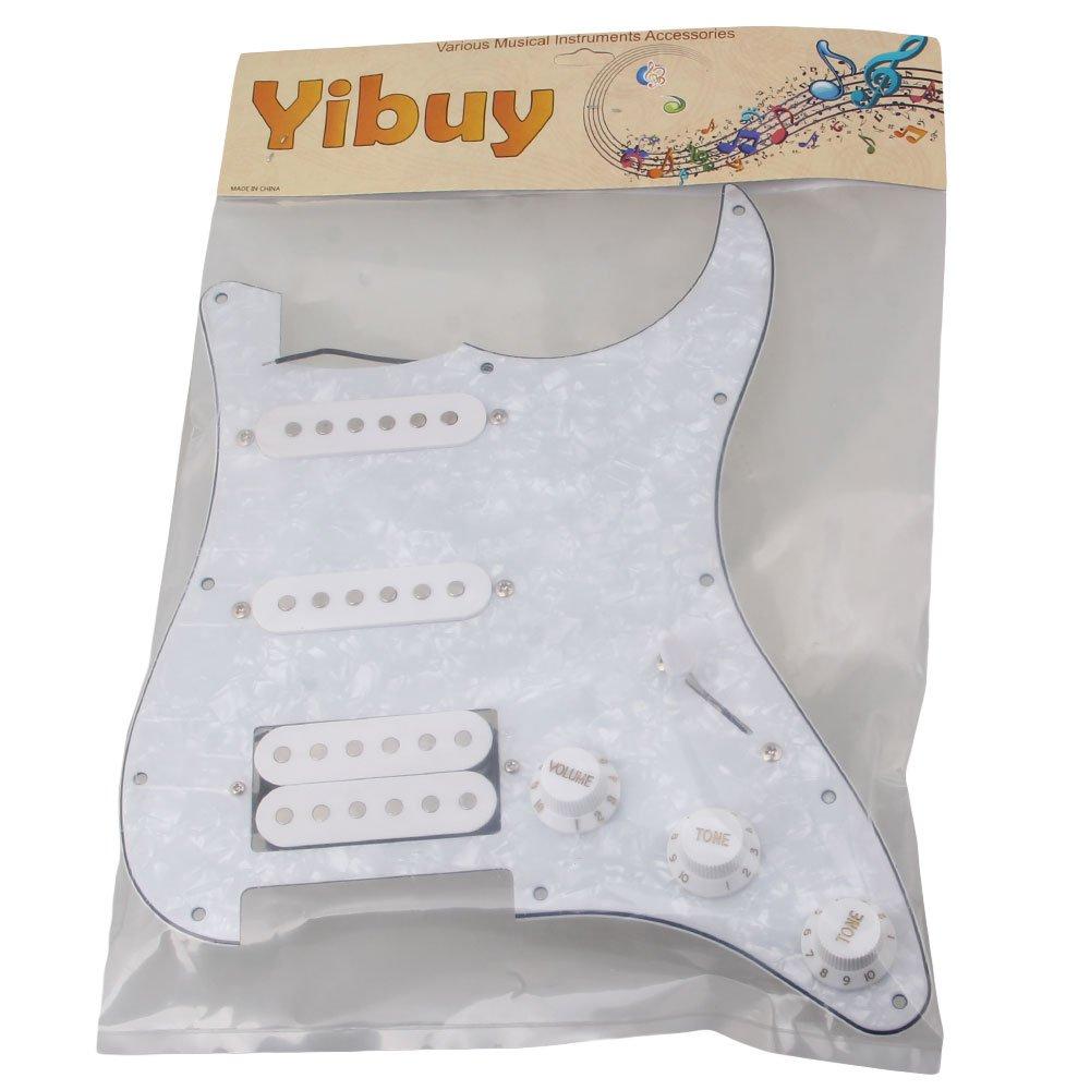 Yibuy White Pearl 3-Ply Prewired Pickguard SSH for Musical Instruments