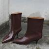 2025 Autumn/Winter French Retro Pointed Toe Kitten Heel Ankle Boots for Women