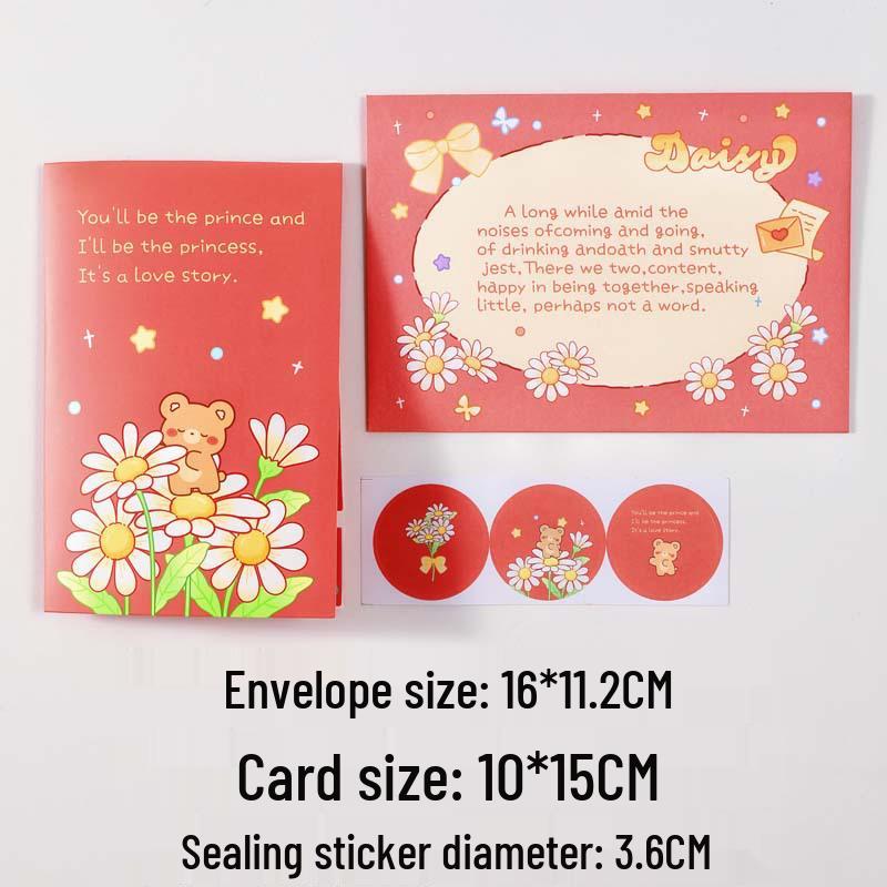 Retro Floral Cartoon Flowers Qixi Festival 3D Surprise Greeting Card