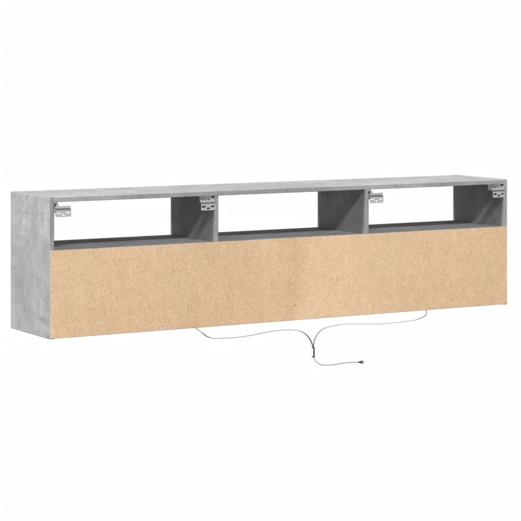 Wall Mounted TV Cabinet with RGB LED Lighting Concrete Grey 180 x 31 x 45 cm