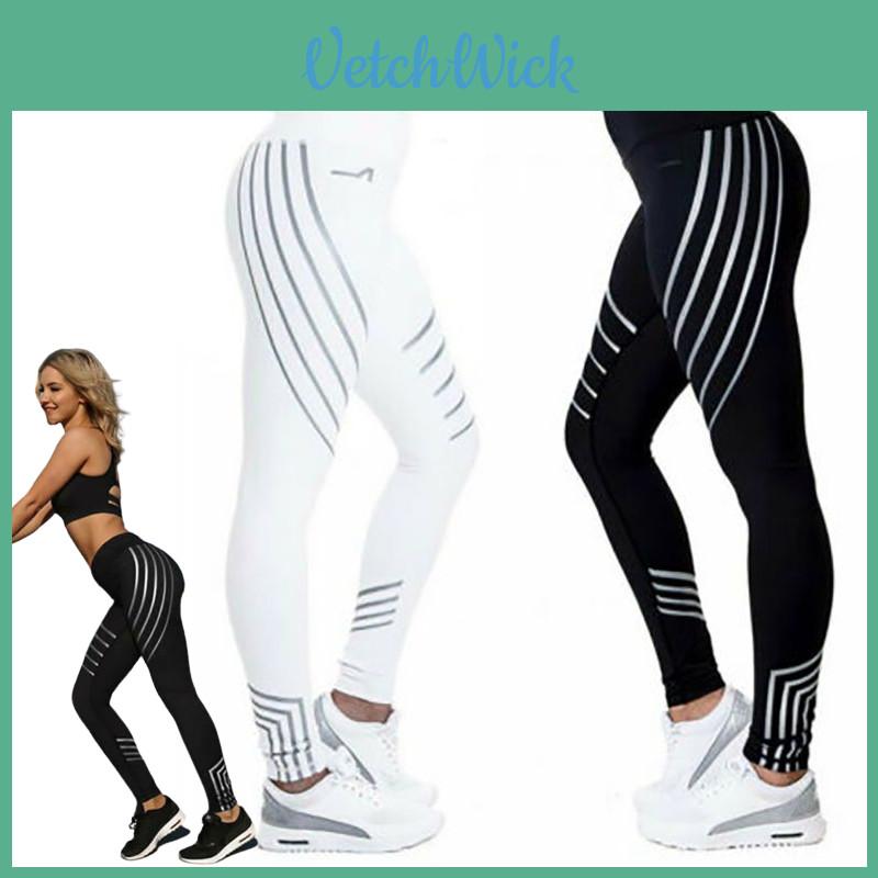 High Waist Women Leggings Reflective Strip Workout Trousers Yoga Pants Sport Fitness Sexy