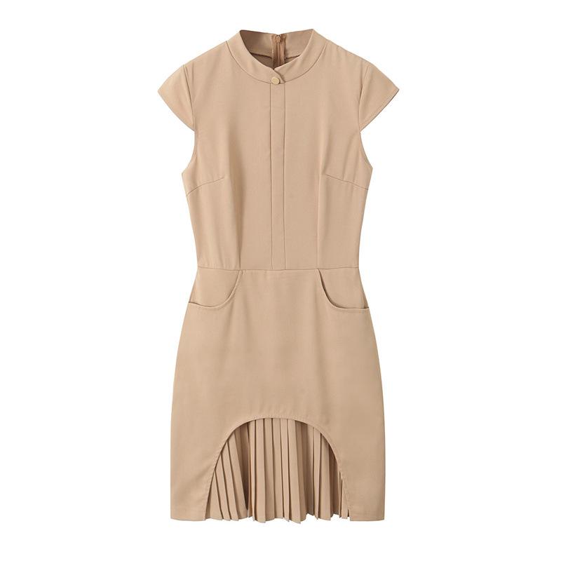 Summer 2025 Women's Sleeveless Pleated Hem Mini Dress